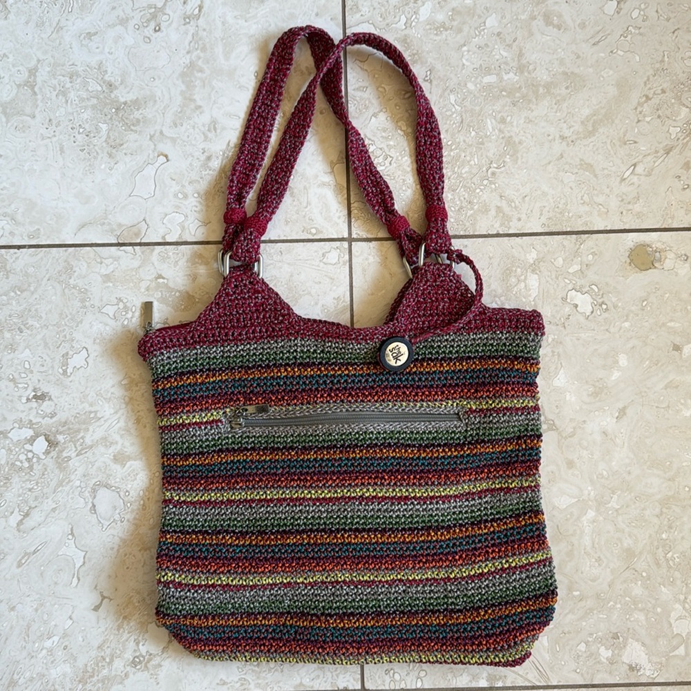 The Sak Belle multicolored woven braided shoulder tote bag